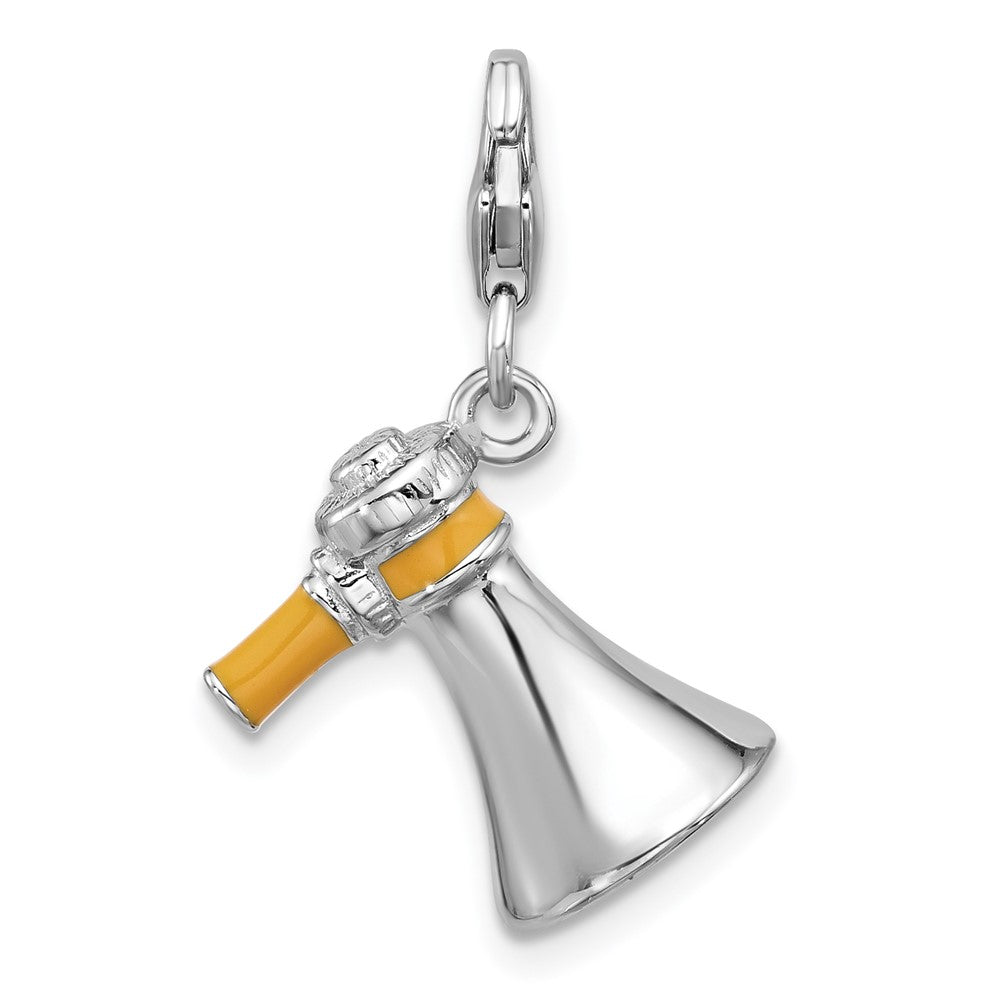 Sterling Silver Amore La Vita Rhodium Plated Enameled 3-D Megaphone Charm