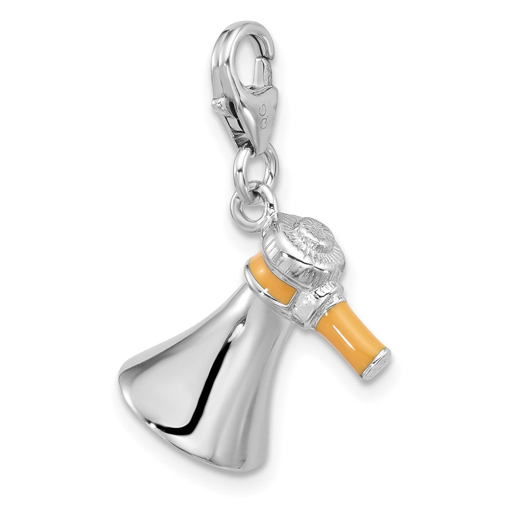 Sterling Silver Amore La Vita Rhodium Plated Enameled 3-D Megaphone Charm