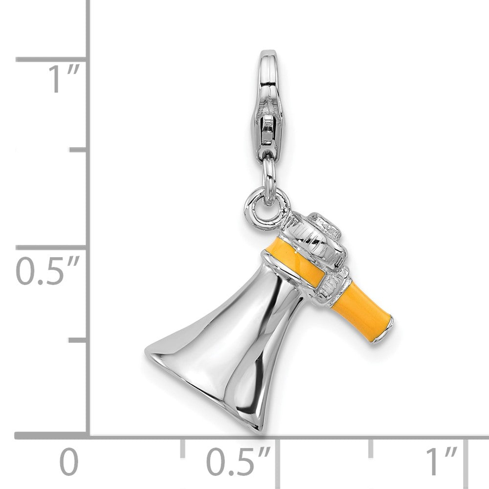 Sterling Silver Amore La Vita Rhodium Plated Enameled 3-D Megaphone Charm