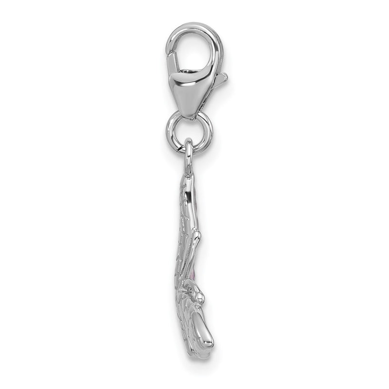 Sterling Silver Amore La Vita Rhodium Plated Purple Enamel 3-D Butterfly Charm