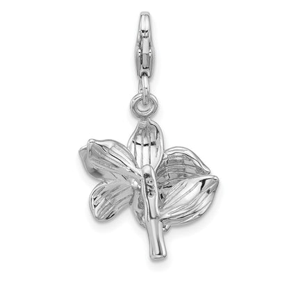 Sterling Silver Amore La Vita Rhodium Plated 3-D Enameled Yellow Flower Charm