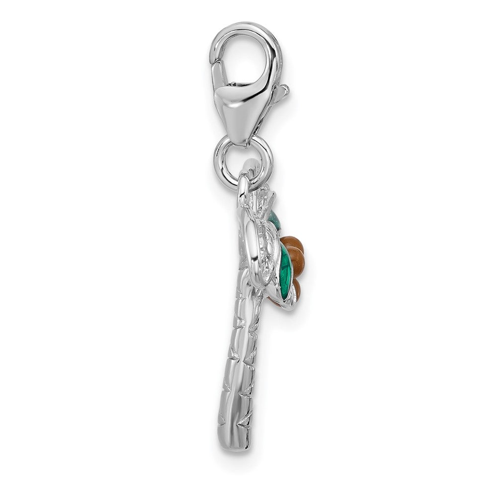 Sterling Silver Amore La Vita Rhodium-Plated Enameled Palm Tree W Coconuts Charm