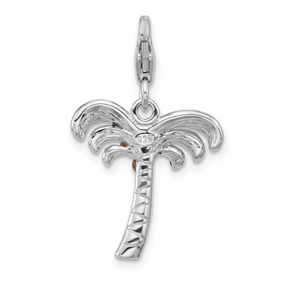Sterling Silver Amore La Vita Rhodium-Plated Enameled Palm Tree W Coconuts Charm