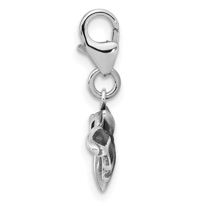 Sterling Silver Amore La Vita Rhodium-Plated Antiqued 3-D Bat Charm