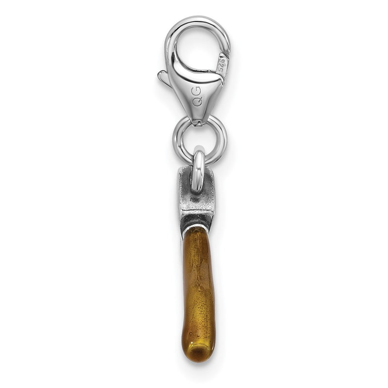 Sterling Silver Amore La Vita Rhodium Plated Antiqued Enamel 3-D Ax Charm