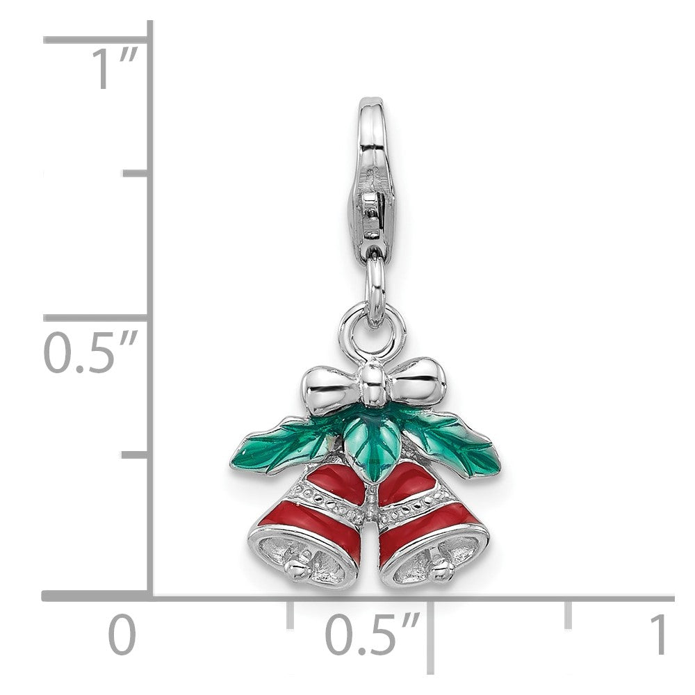 Sterling Silver Amore La Vita Rhodium-Plated Enameled Christmas Bells Charm
