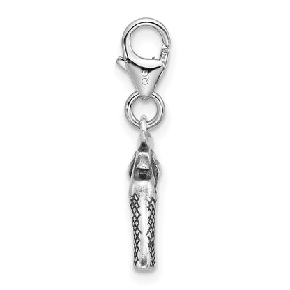 Sterling Silver Amore La Vita Antiqued Rhodium-Plated 3-D Pistol Charm