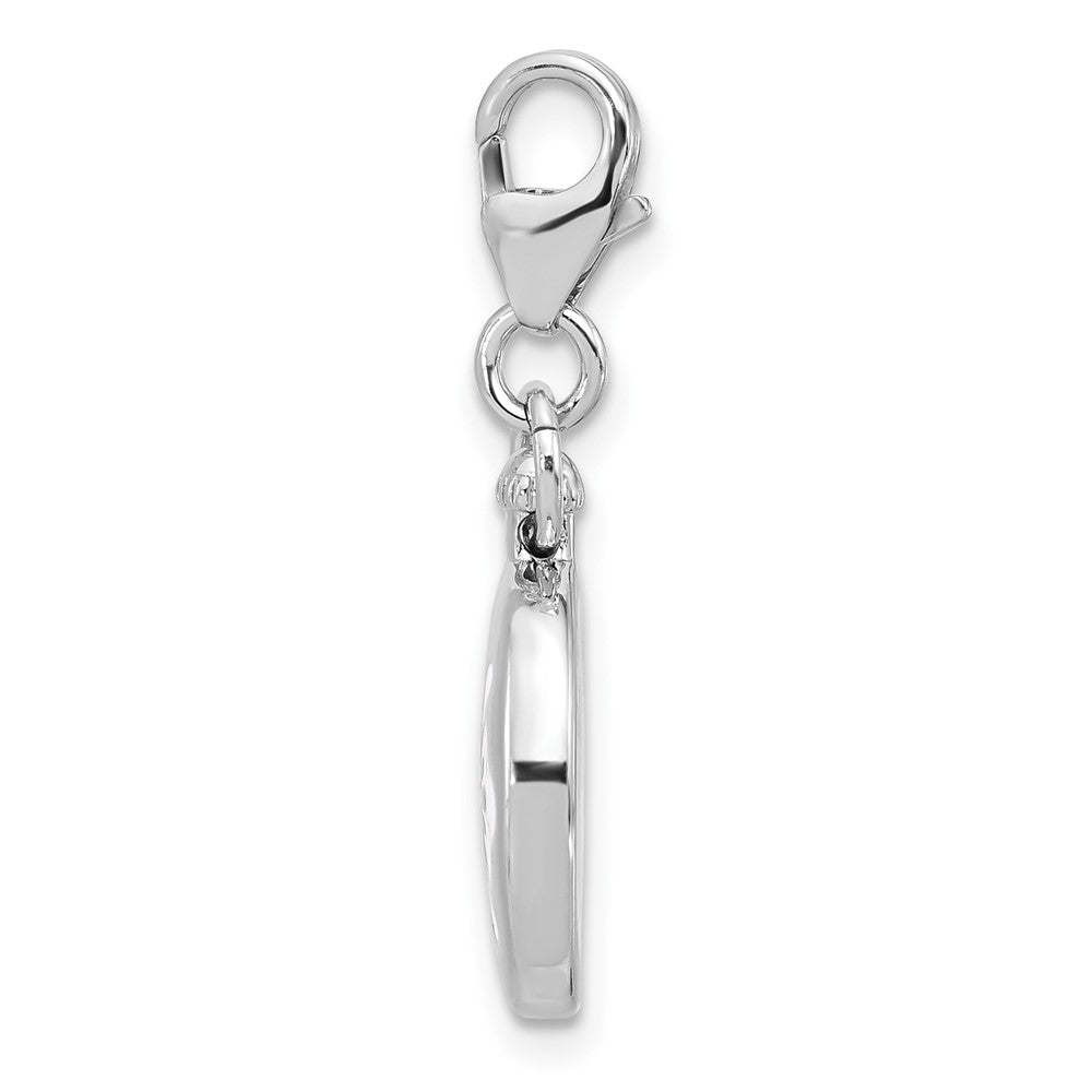Sterling Silver Amore La Vita Rhodium-Pl Enamel Reversible 3-D Compass Charm