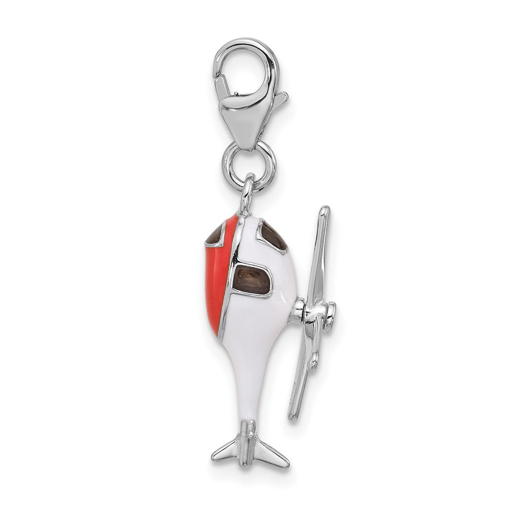 Sterling Silver Amore La Vita Rhodium Plated Enameled 3-D Moveable Helicopter Charm