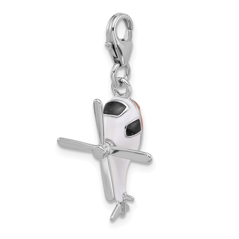 Sterling Silver Amore La Vita Rhodium Plated Enameled 3-D Moveable Helicopter Charm