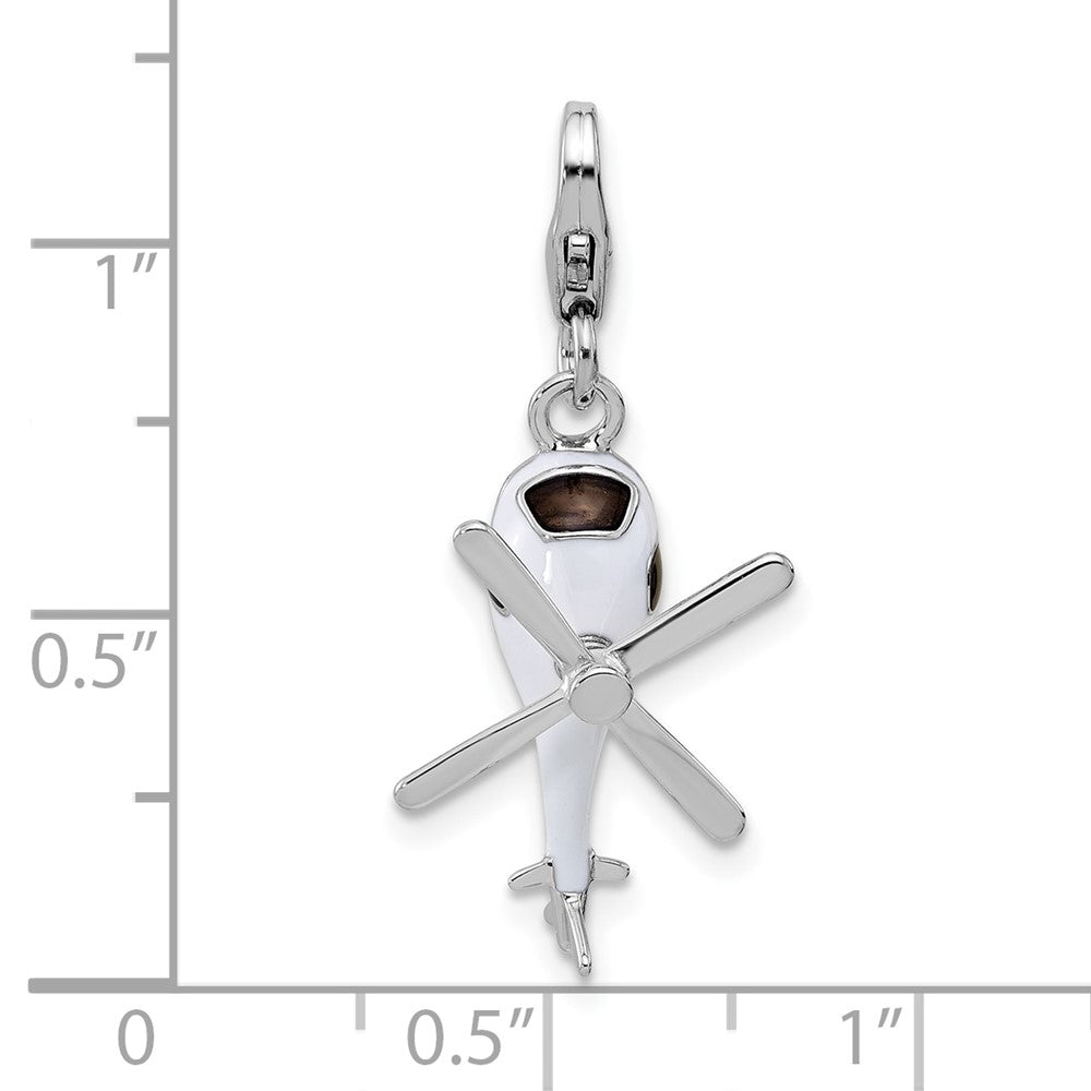 Sterling Silver Amore La Vita Rhodium Plated Enameled 3-D Moveable Helicopter Charm