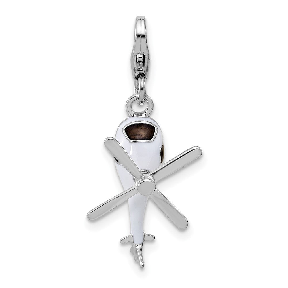 Sterling Silver Amore La Vita Rhodium Plated Enameled 3-D Moveable Helicopter Charm