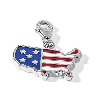 Sterling Silver Amore La Vita Rhodium-Plated Enameled Usa Map Charm