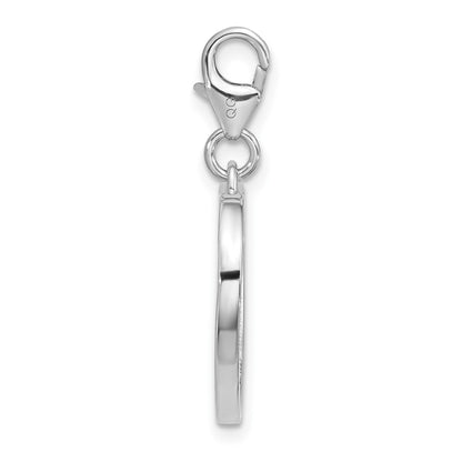 Sterling Silver Amore La Vita Rhodium Plated Enameled Usa Flag Heart Charm