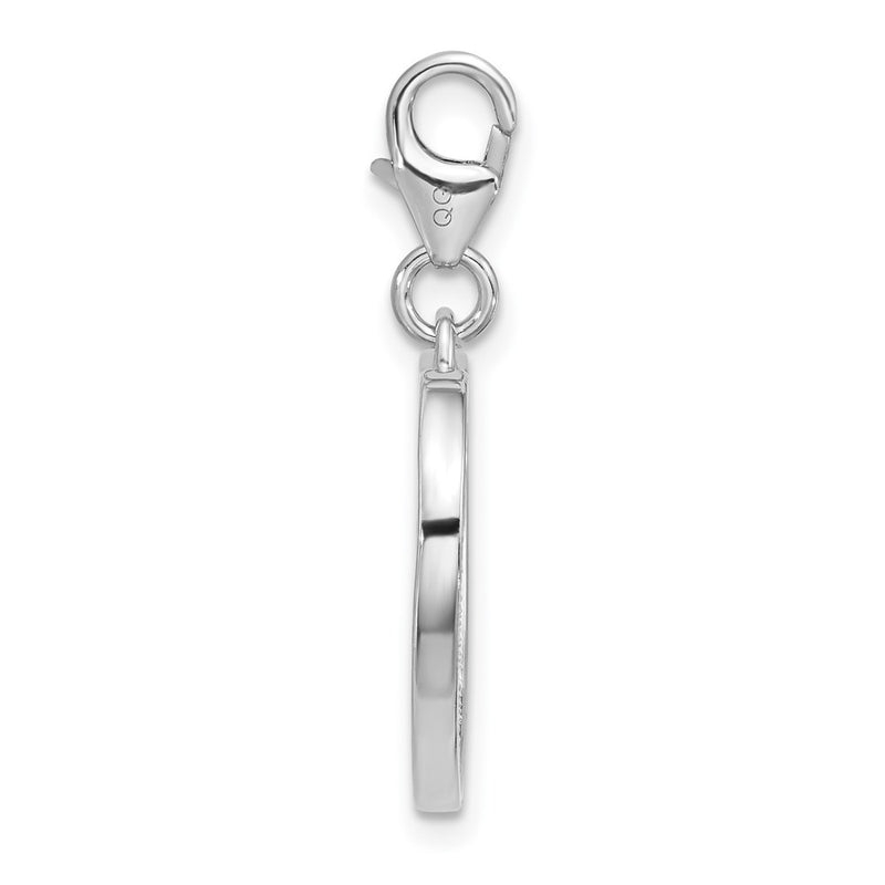 Sterling Silver Amore La Vita Rhodium Plated Enameled Usa Flag Heart Charm