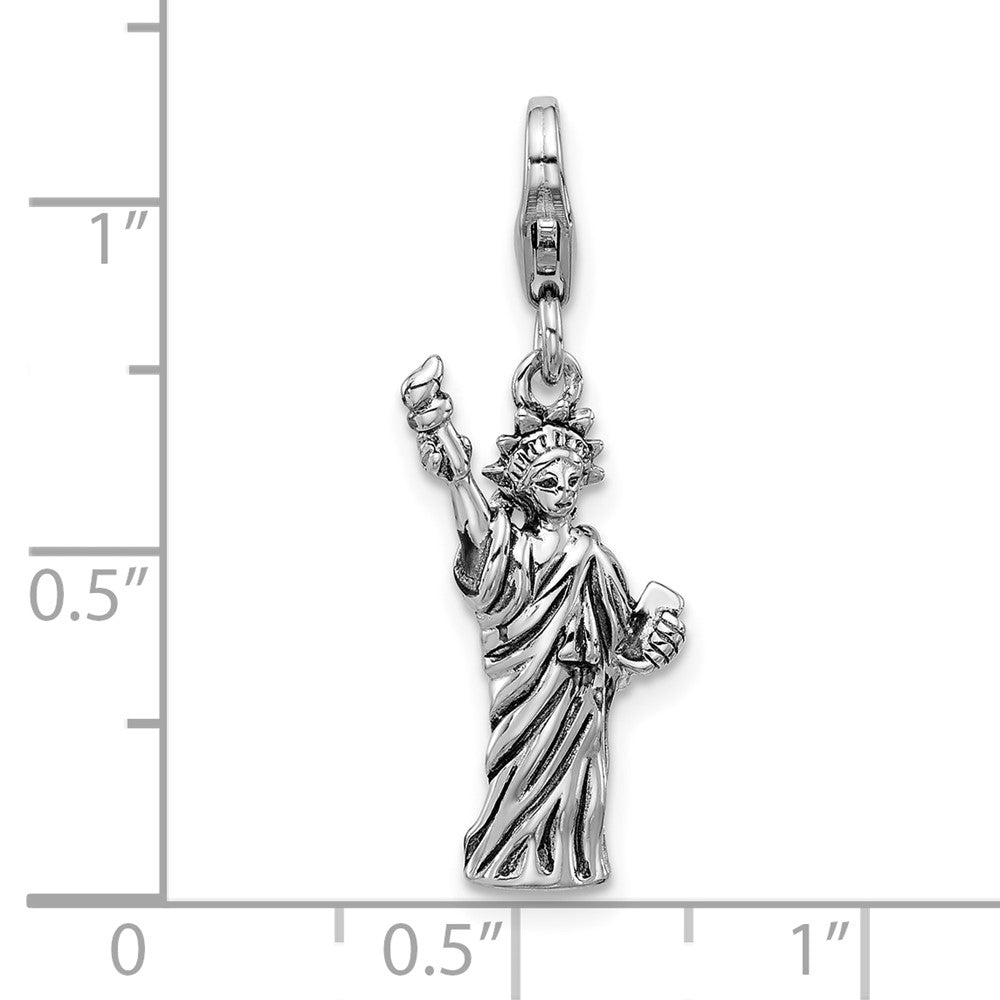 Sterling Silver Amore La Vita Antiqued Rhodium Plated 3-D Statue of Liberty Charm