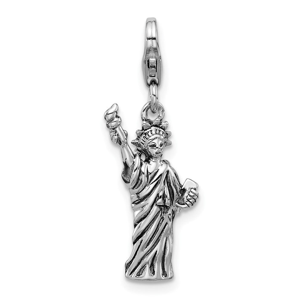 Sterling Silver Amore La Vita Antiqued Rhodium Plated 3-D Statue of Liberty Charm