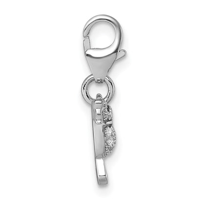 Sterling Silver Amore La Vita Rhodium Plated Enamel Cz/spinel Hummingbird Charm