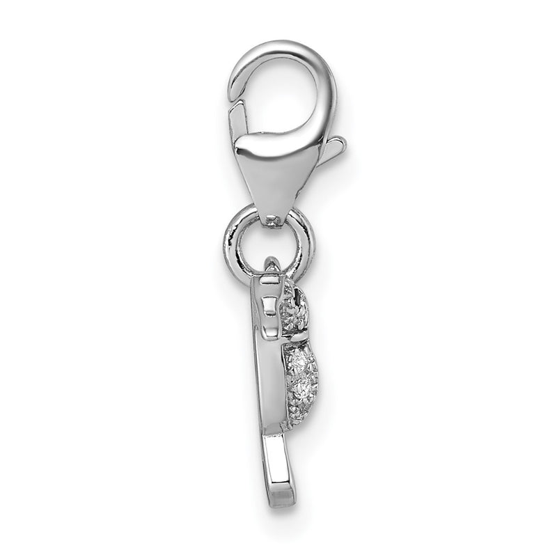 Sterling Silver Amore La Vita Rhodium Plated Enamel Cz/spinel Hummingbird Charm