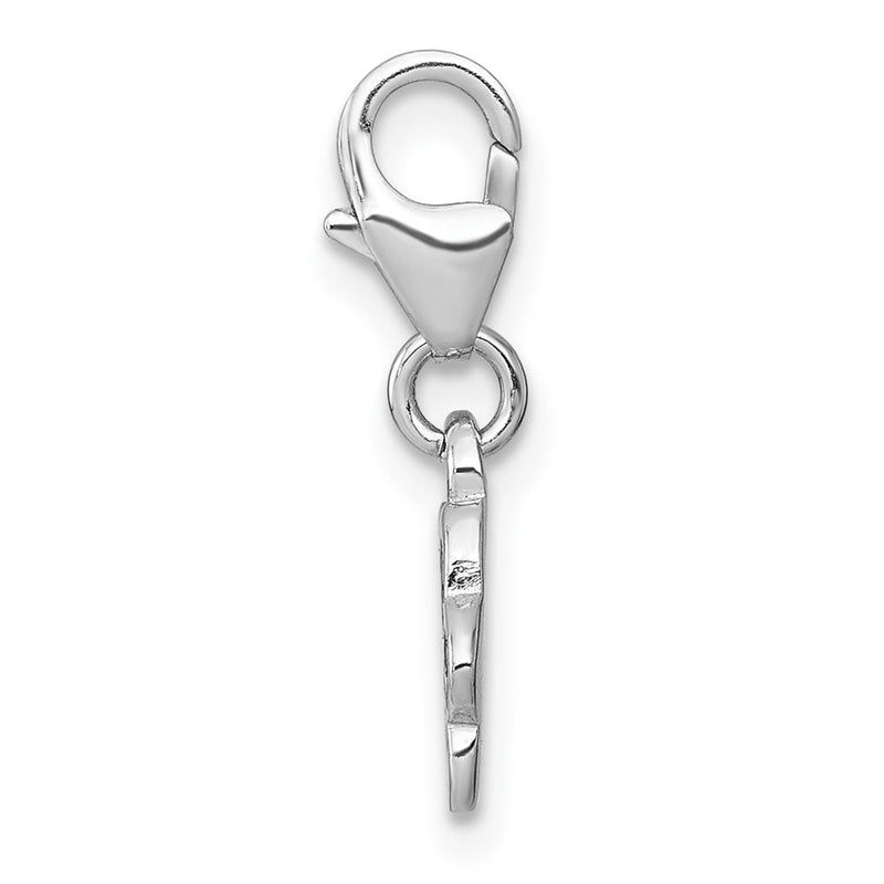 Sterling Silver Amore La Vita Rhodium-Plated Enamel Black Paw Print Charm