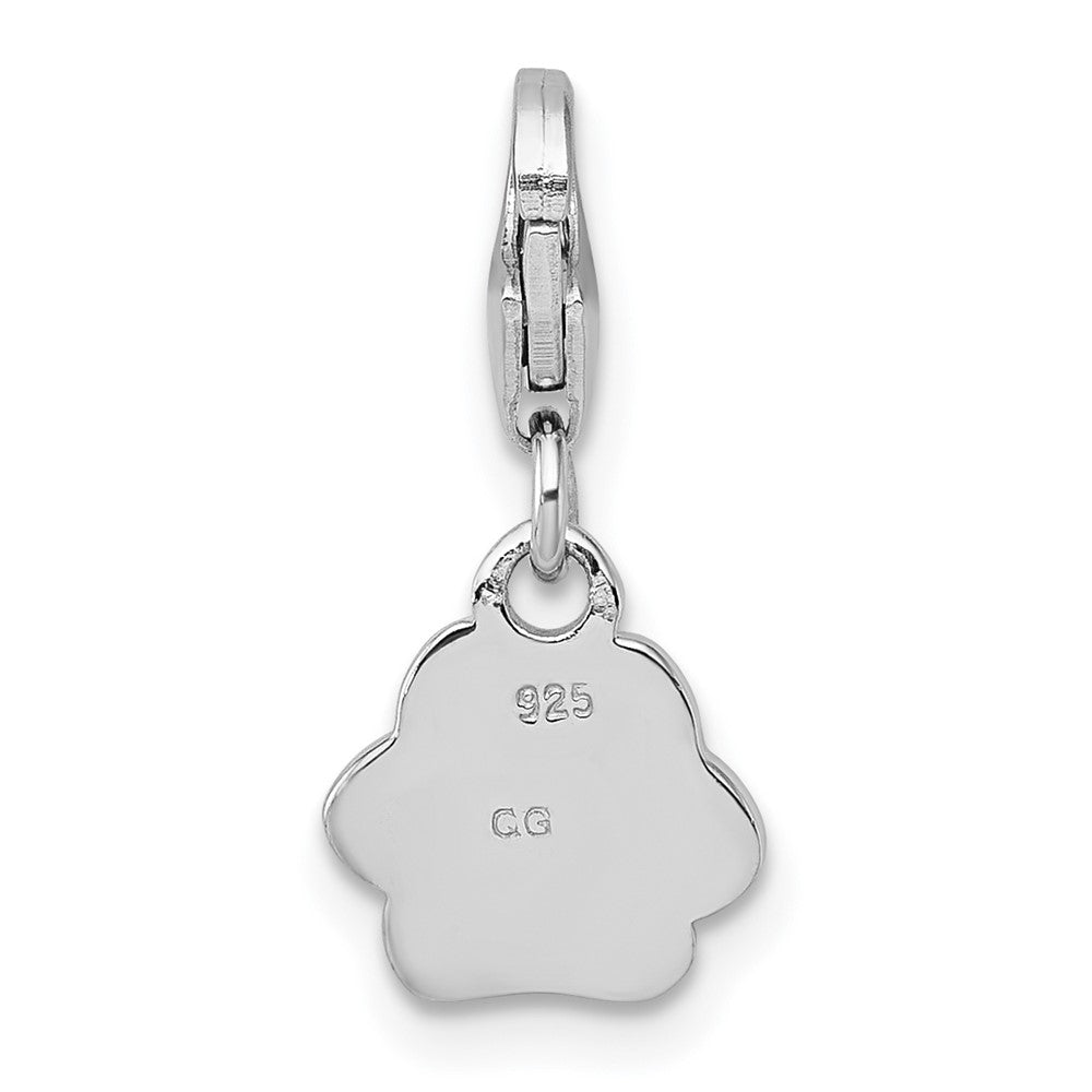 Sterling Silver Amore La Vita Rhodium-Plated Enamel Black Paw Print Charm