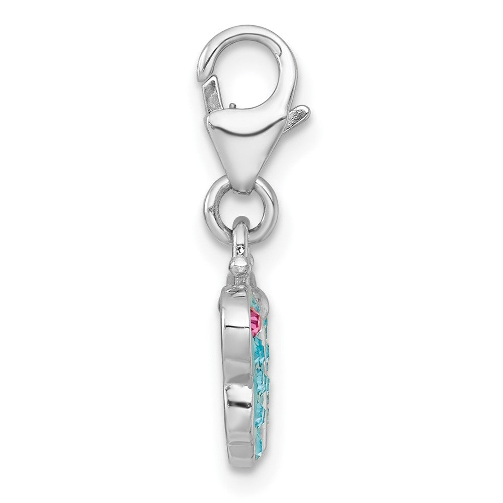 Sterling Silver Amore La Vita Rhodium Plated Blue Pink Crystal Butterfly Charm