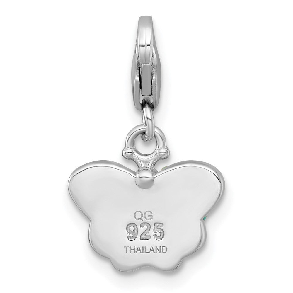 Sterling Silver Amore La Vita Rhodium Plated Blue Pink Crystal Butterfly Charm