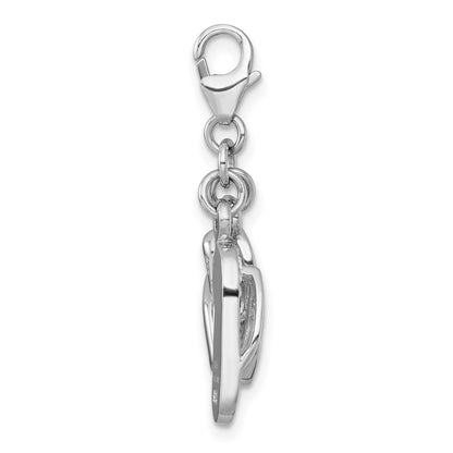 Sterling Silver Amore La Vita Rh-Pl Enameled Sunglasses and Crystal Flip-Flop Charm