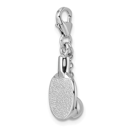 Sterling Silver Amore La Vita Rhodium Plated 3-D Ping Pong Paddle and Ball Charm