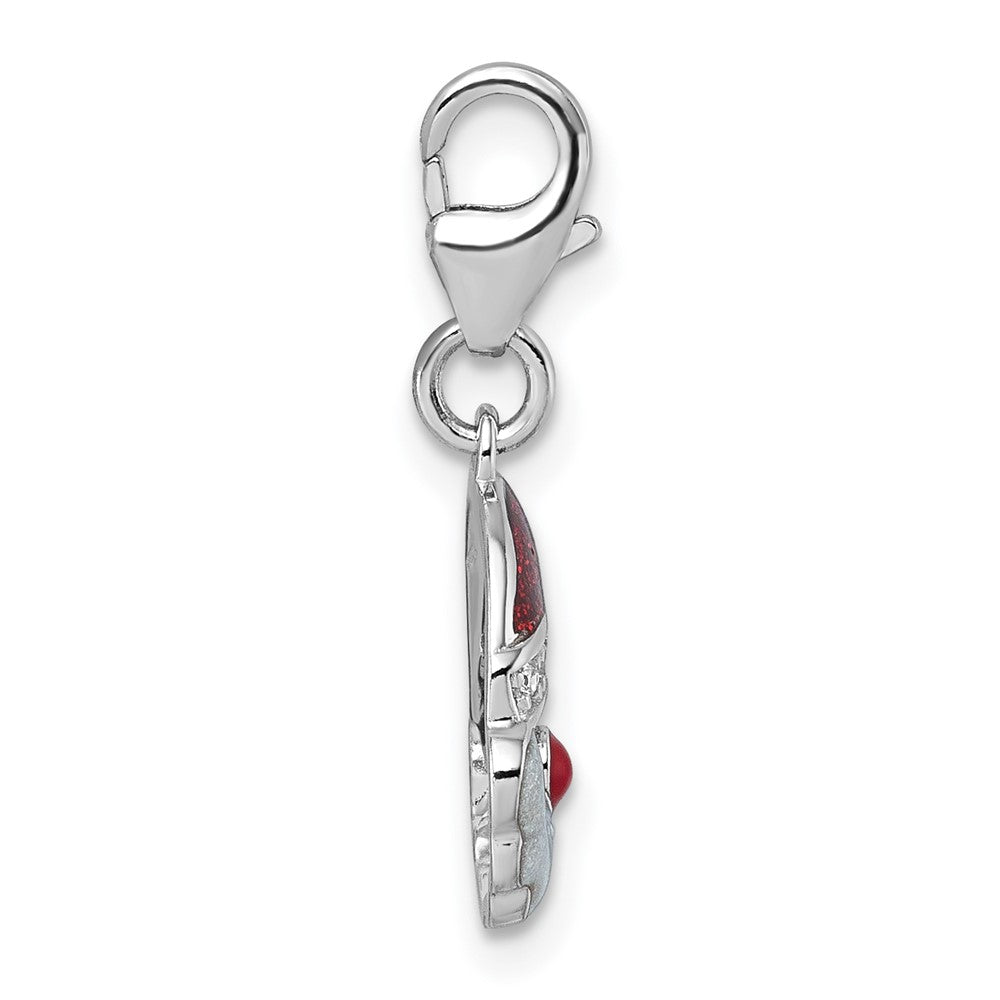 Sterling Silver Amore La Vita Rhodium Plated Glitter Enamel CZ Santa Charm