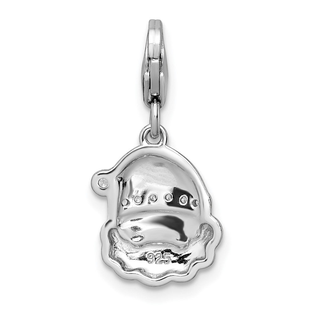 Sterling Silver Amore La Vita Rhodium Plated Glitter Enamel CZ Santa Charm