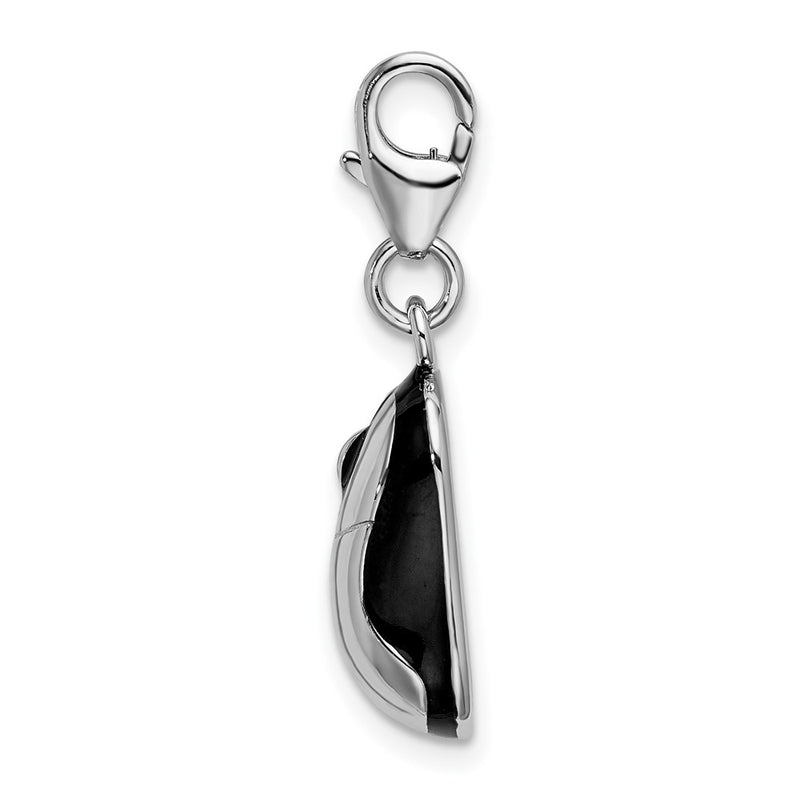 Sterling Silver Amore La Vita Rhodium-Plated Polished 3-D Enameled Mouse Charm With Fancy Lobster Clasp