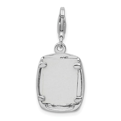 Sterling Silver Amore La Vita Rhodium-Plated Polished My Baby Frame Charm With Fancy Lobster Clasp