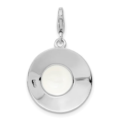 Sterling Silver Amore La Vita Rhodium-Plated Polished 3-D Enameled Hat Charm With Fancy Lobster Clasp