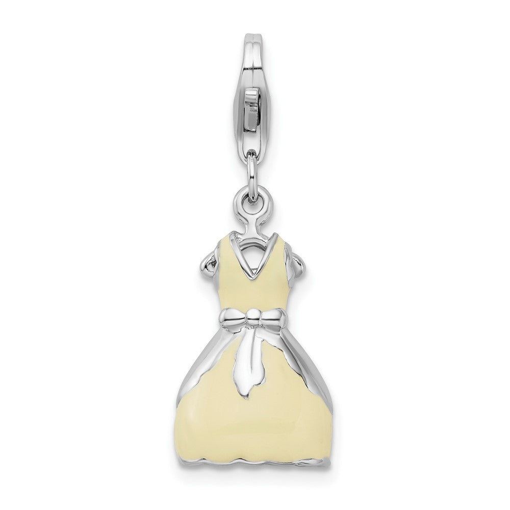 Sterling Silver Amore La Vita Rhodium-Plated Polished 3-D Enameled Dress Charm With Fancy Lobster Clasp