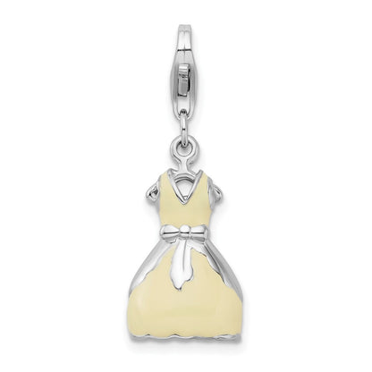 Sterling Silver Amore La Vita Rhodium-Plated Polished 3-D Enameled Dress Charm With Fancy Lobster Clasp