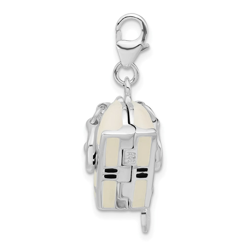 Sterling Silver Rhodium-Plated 3-D Enameled Purse W/Lobster Clasp Charm