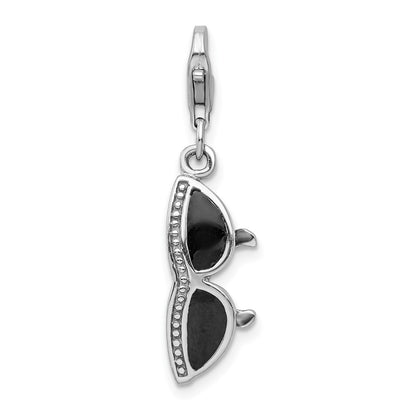 Sterling Silver Amore La Vita Rhodium-Plated Polished 3-D Enameled Sunglass Charm With Fancy Lobster Clasp