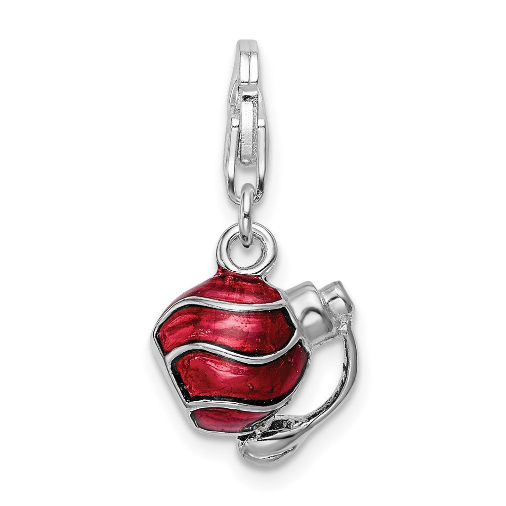Sterling Silver Amore La Vita Rhodium-Plated Polished 3-D Enameled Perfume Bottle Charm With Fancy Lobster Clasp