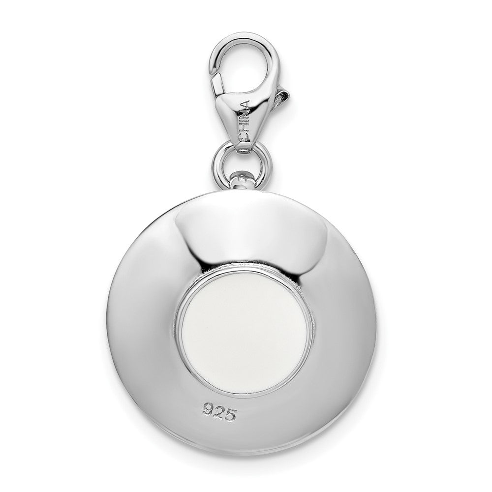 Sterling Silver Amore La Vita Rhodium-Plated Polished 3-D Enameled Cappuccino Charm With Fancy Lobster Clasp