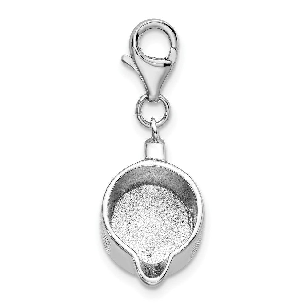 Sterling Silver Amore La Vita Rhodium-Plated Polished 3-D Measuring Cup Charm With Fancy Lobster Clasp