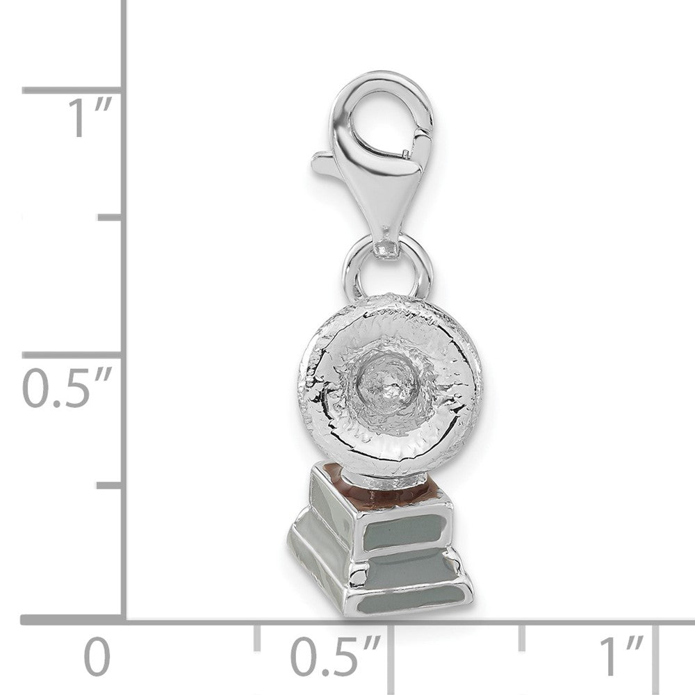 Sterling Silver 3-D Polished Enameled Phonograph W/ Lobster Clasp Charm