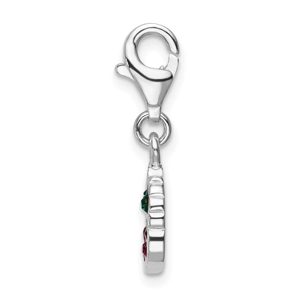 Sterling Silver Rh Swarovski Crystals Cherries W/Lobster Clasp Charm