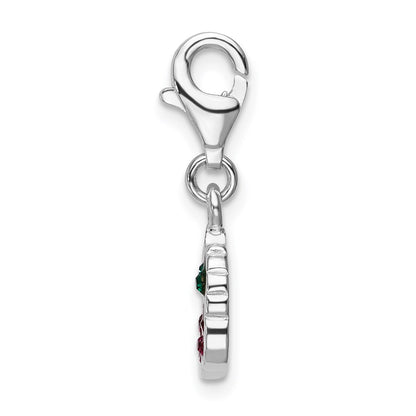 Sterling Silver Rh Swarovski Crystals Cherries W/Lobster Clasp Charm