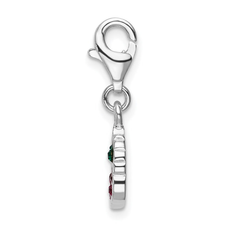 Sterling Silver Rh Swarovski Crystals Cherries W/Lobster Clasp Charm