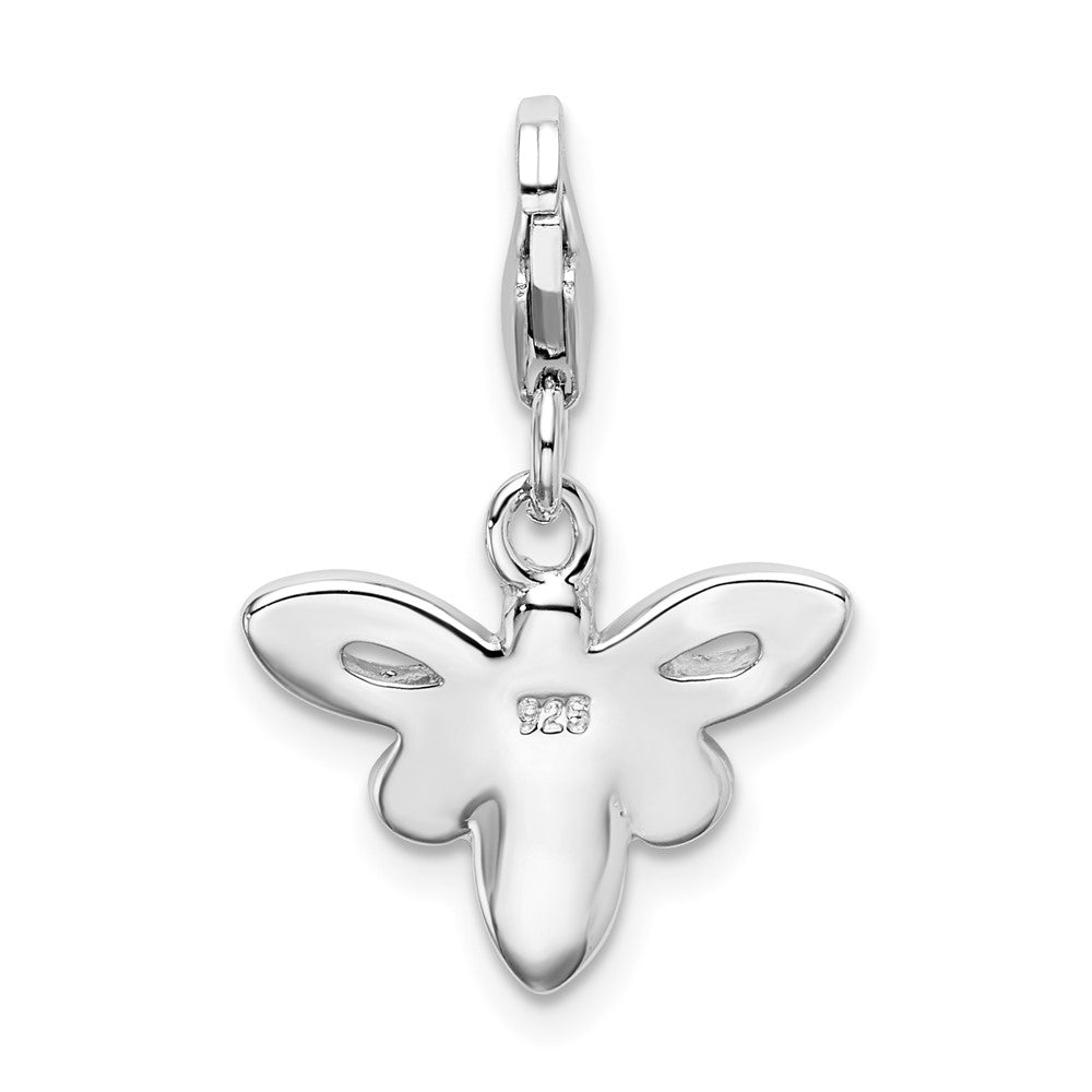 Sterling Silver Amore La Vita Rhodium-Plated Polished Enameled Bee Charm With Fancy Lobster Clasp