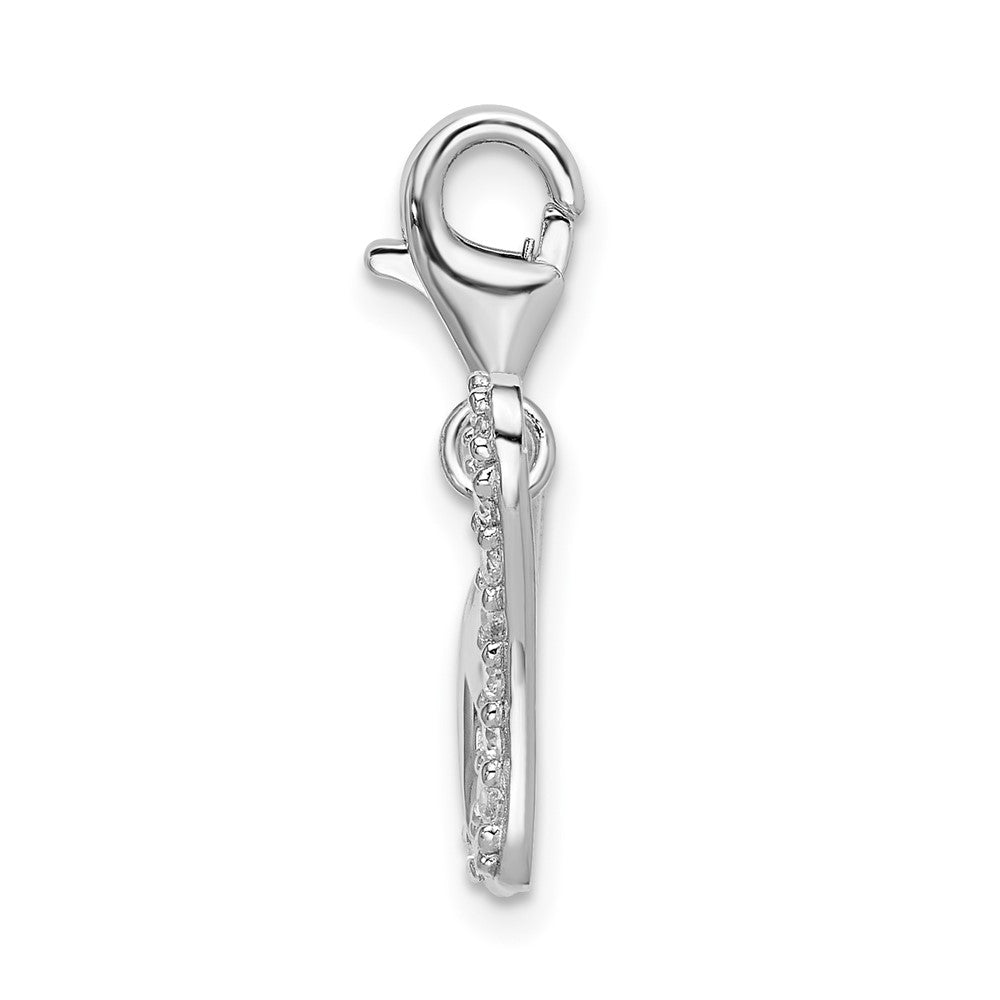 Sterling Silver Amore La Vita Rhodium-Plated Polished Cz Butterfly Charm With Fancy Lobster Clasp