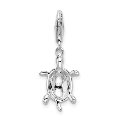 Sterling Silver Amore La Vita Rhodium-Plated Polished Turtle Charm With Fancy Lobster Clasp