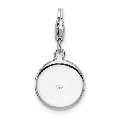 Sterling Silver Amore La Vita Rhodium-Plated Polished Pink Red Blue White Yellow Crystal From Swarovski Floral Pattern Disc Charm With Fancy Lobster Clasp