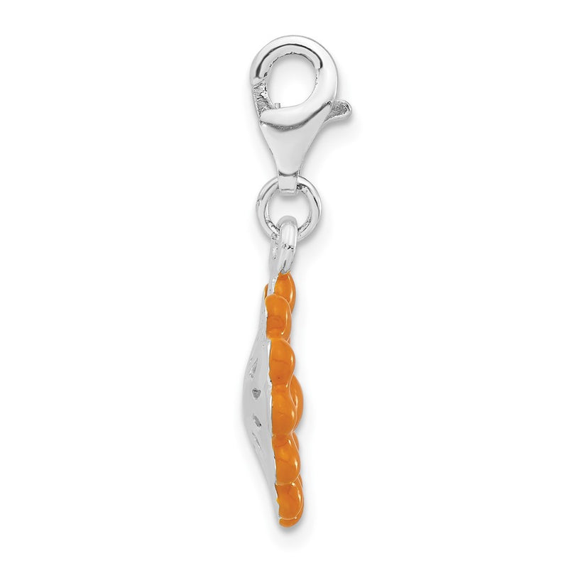 Sterling Silver Polished Yellow Enameled Flower W/Lobster Clasp Charm